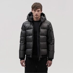 Templa Membra Goose Down Feather Bomber Jacket Size Small NWT Black